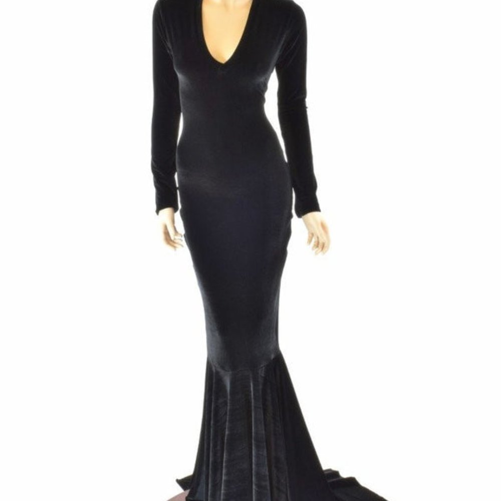 Coquetry Black Velvet "Morticia" Gown - Size M
